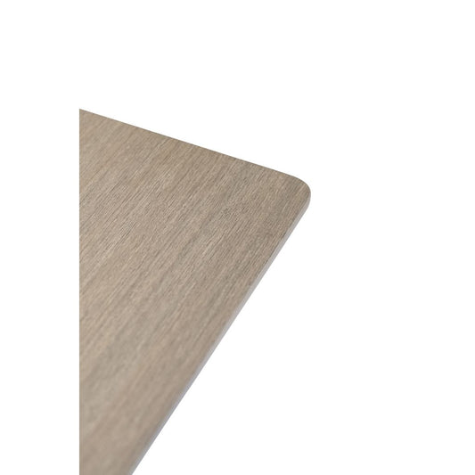 Wooden dining table corner on a white background