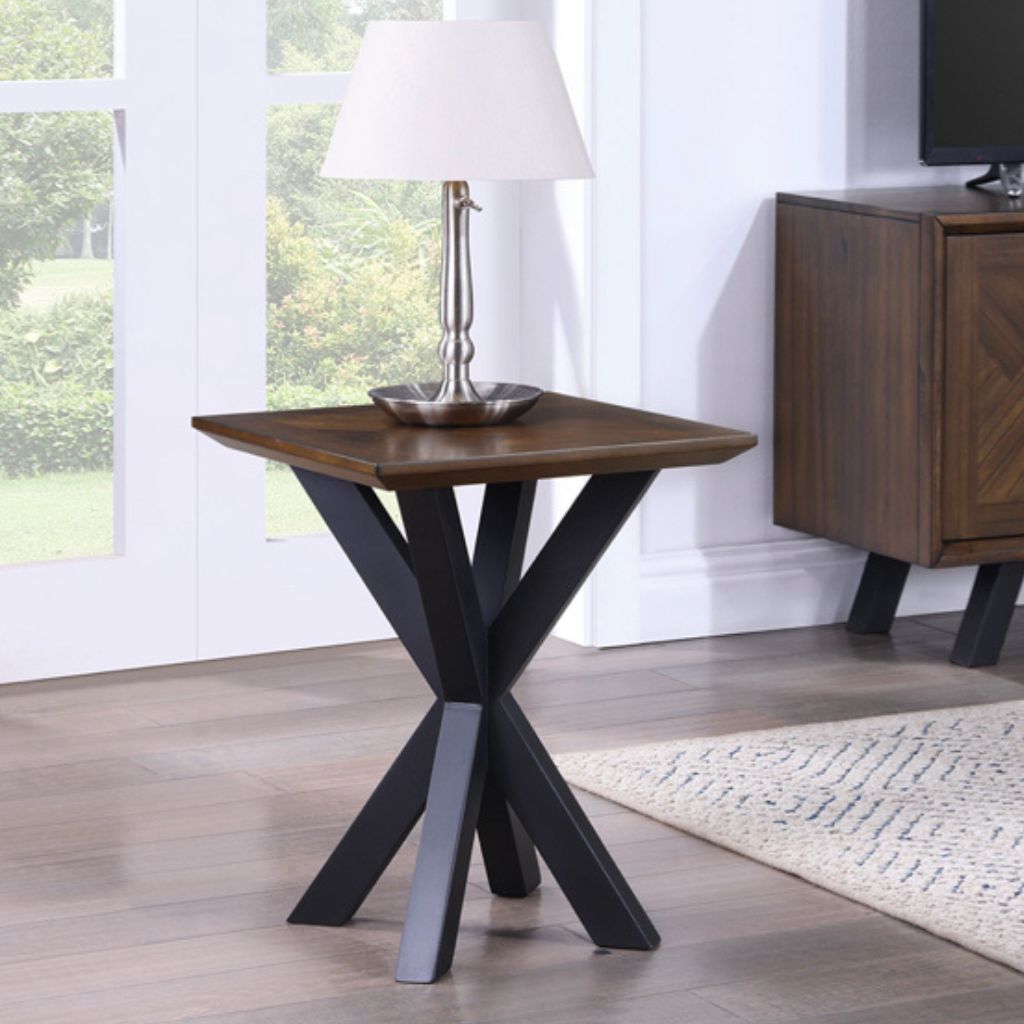 Nevada Square Lamp Table with Parquet Top