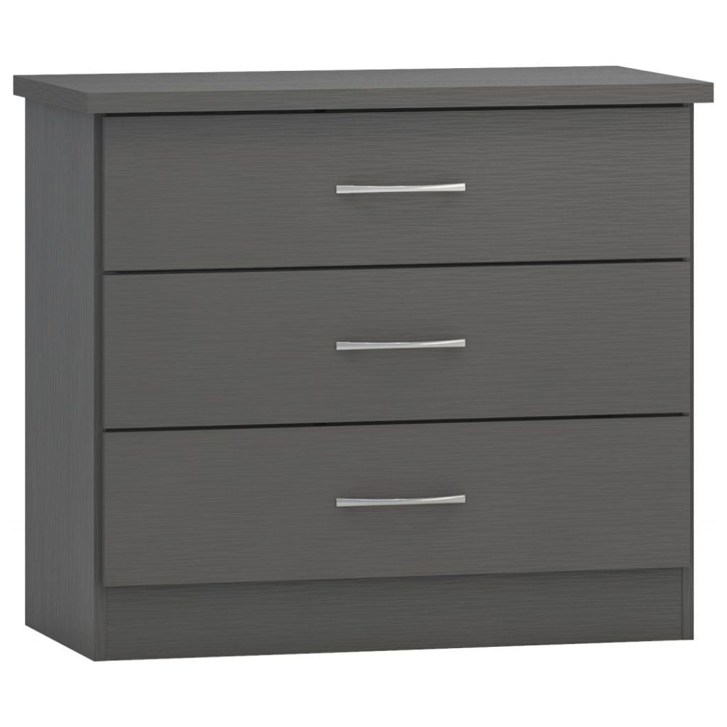 Nevada 3D Effect Grey 3-Drawer Chest