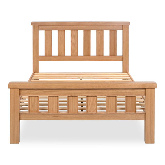 Wooden bed frame on a white background