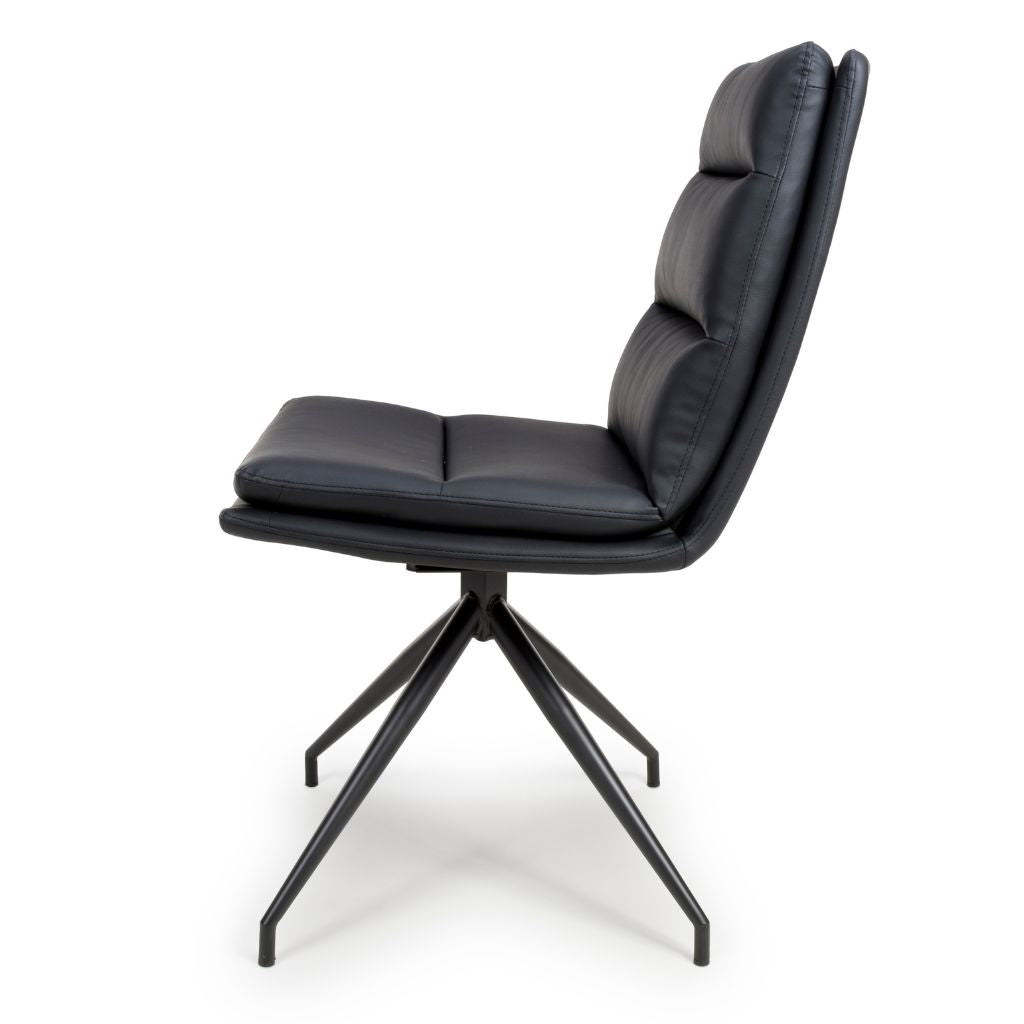 Black leather chair with a modern design on a white background