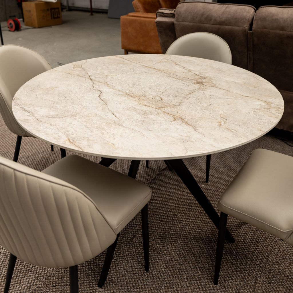The Naples has a beautiful Shakespeare Taupe sintered stone top