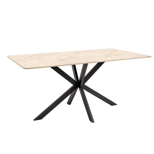 Taupe Sintered stone table with black x frame