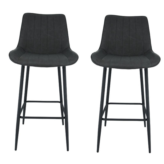 Pair of Anglia Charcoal PU Bar Stools by Balmoral