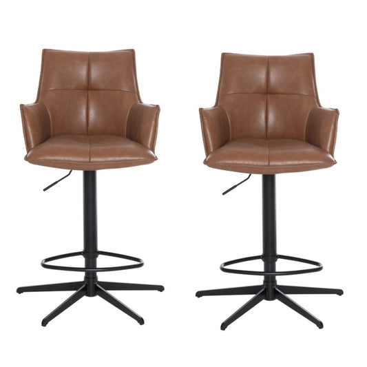 Pair of Jacob Tan PU Bar Stools by Annaghmore