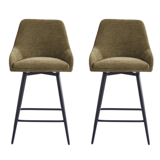 Pair of Oscar Olive Green Counter Stools by Annaghmore