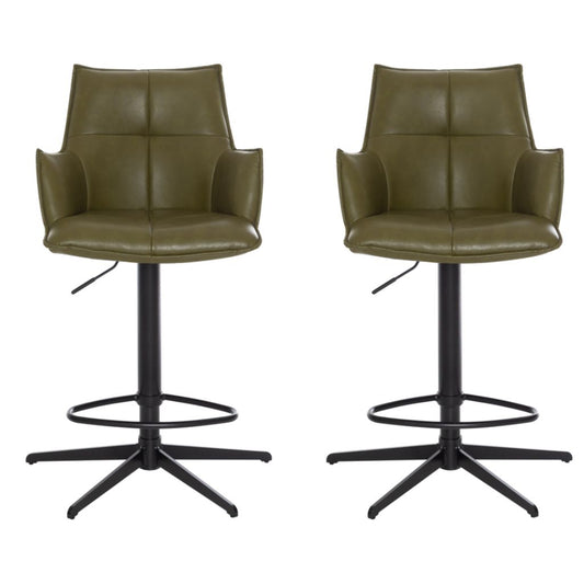 Pair of Jacob Green PU Bar Stools by Annaghmore