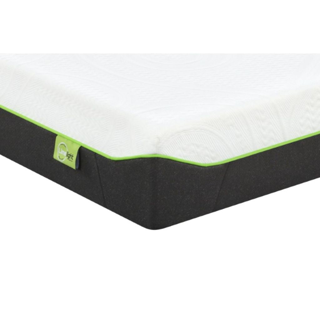 Mattress with green and black border on a white background