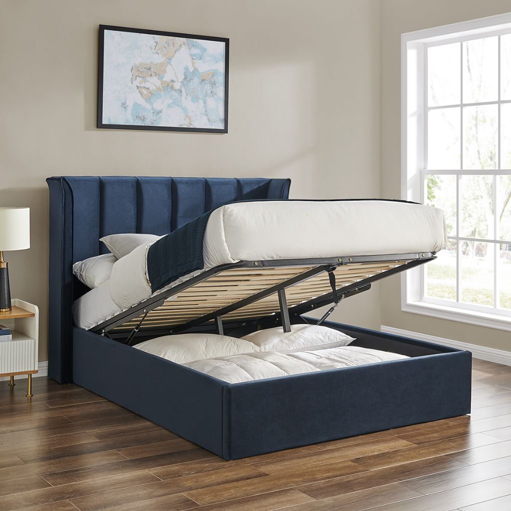 Polaris Navy Storage Bedframe