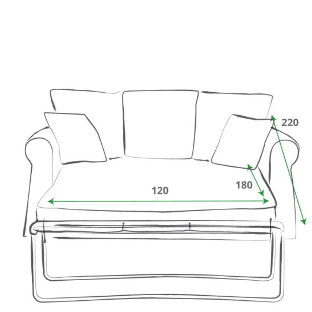 Portland Chrono Green 2-Seater Sofabed Dimensions Open