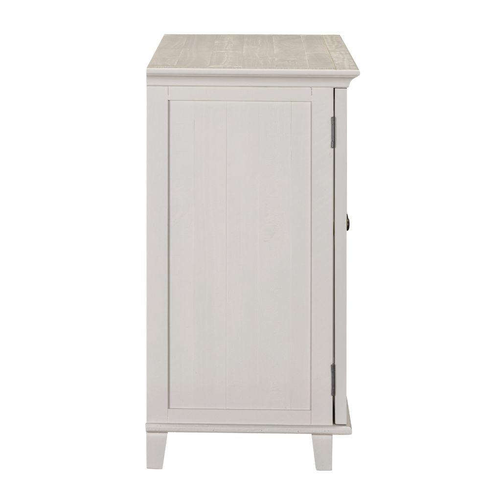 Beige cabinet with a textured top on a white background
