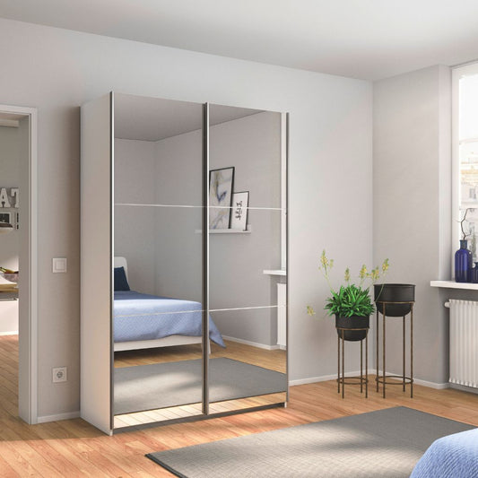 Reflect 131cm White Sliding Wardrobe