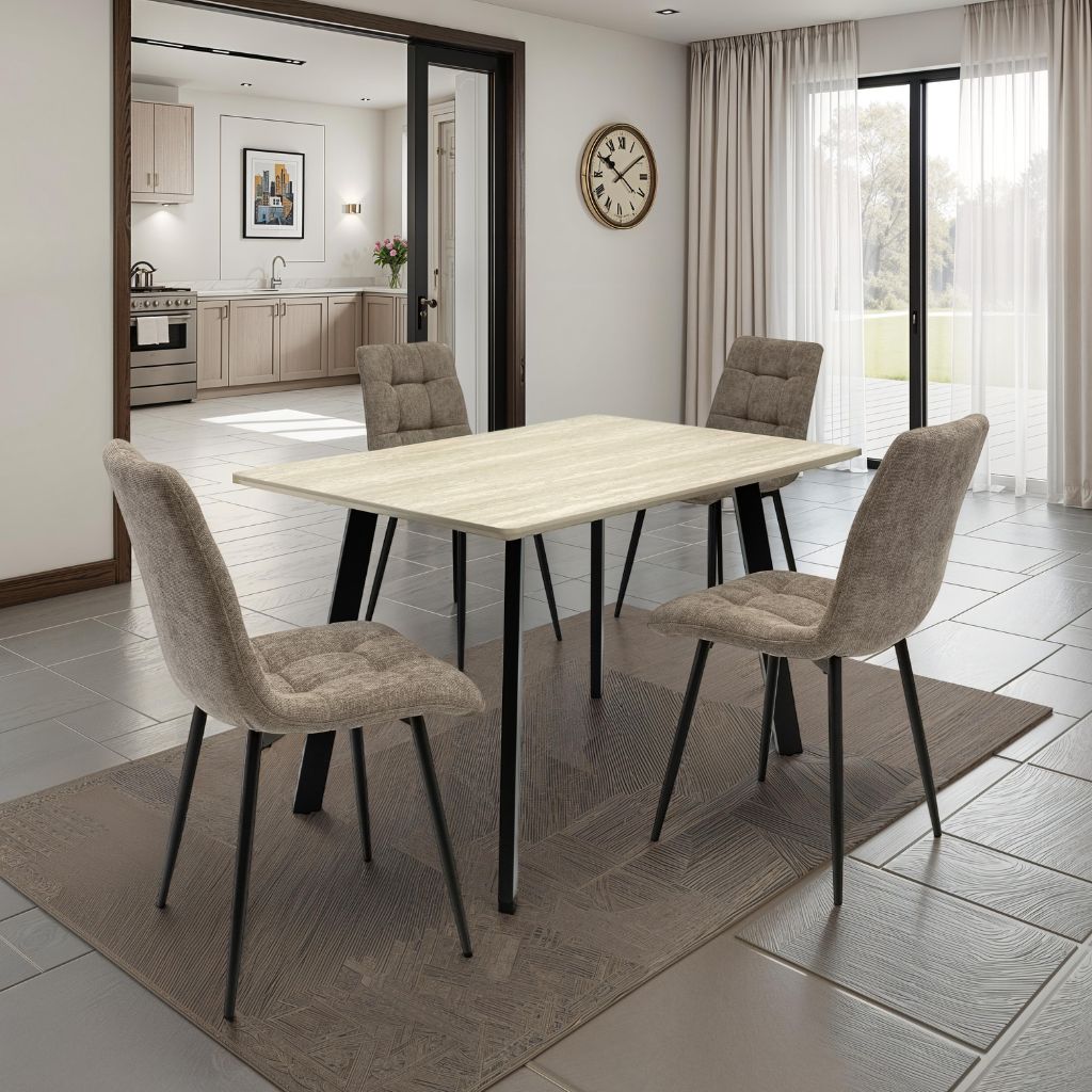 Rieti 1.2m Dining Table + 4x Nereto Chairs