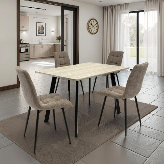 Rieti 1.2m Dining Table + 4x Nereto Chairs