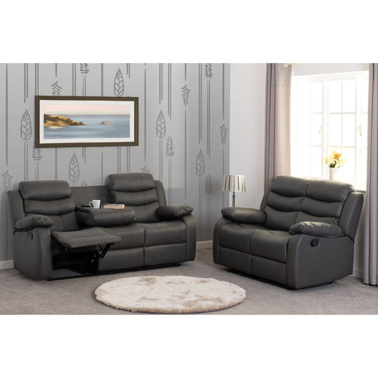 Roma Grey Faux Leather 3+2 Sofa Set