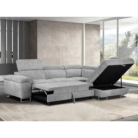 Roma RHF Grey Corner Sofabed Open