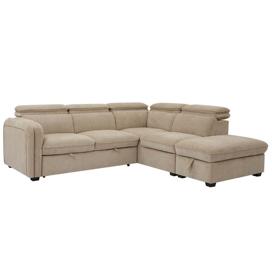 A stunning sofa bed in shade oatmeal featuring plush pocket-sprung seats.
