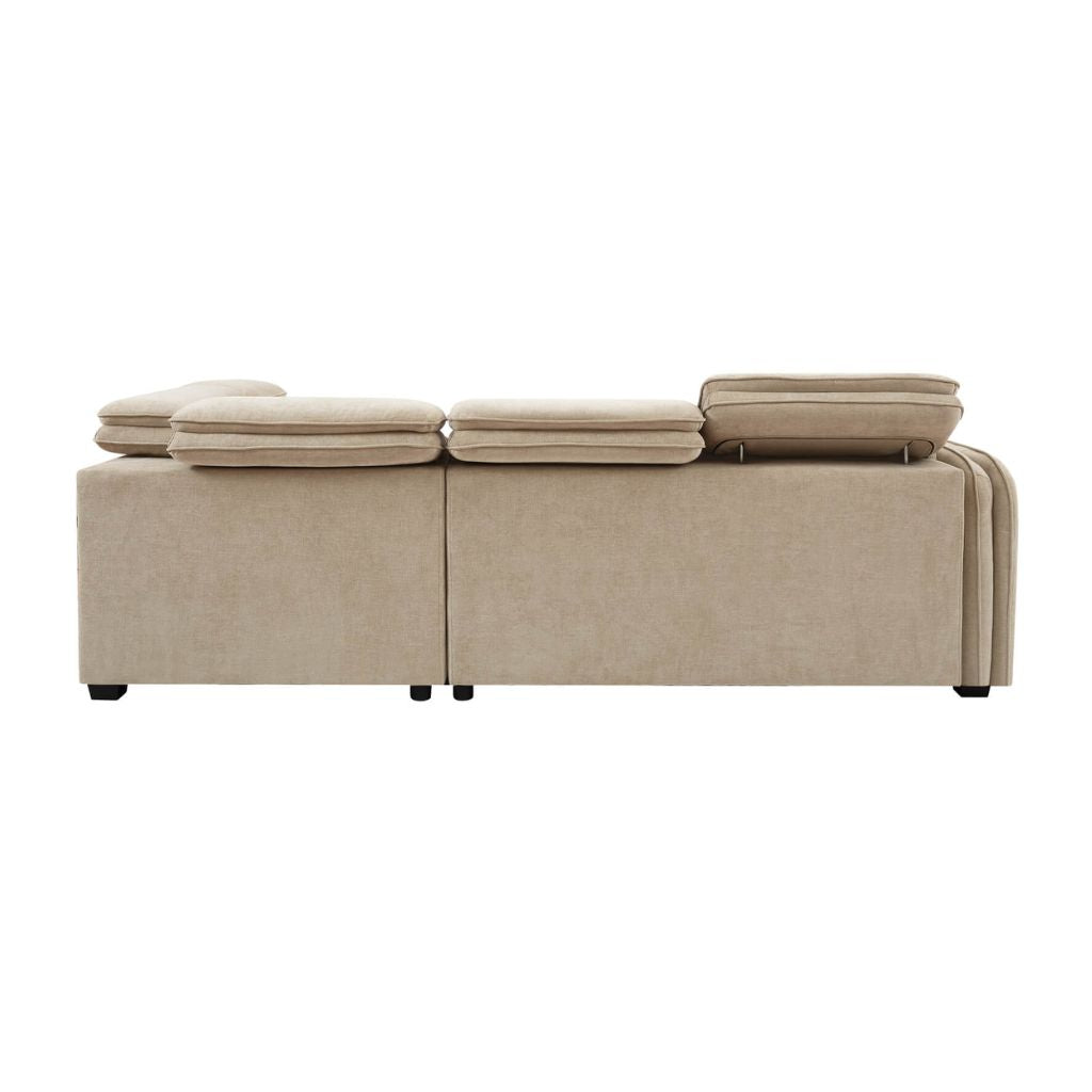 Back view of the stunning roscoe corner sofa bed with elegant piping details.