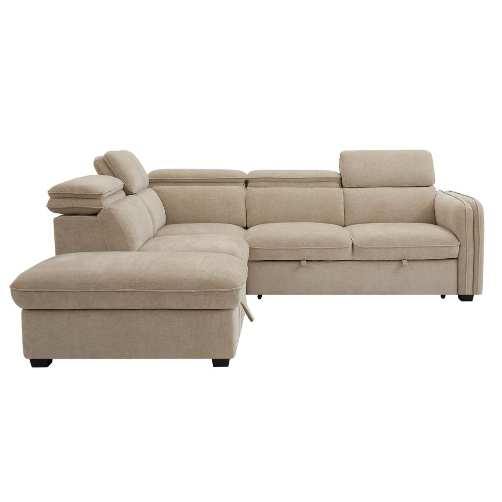 This corner sofa bed has the stylish feature of adjustable click-clack headrests to get the ideal support
