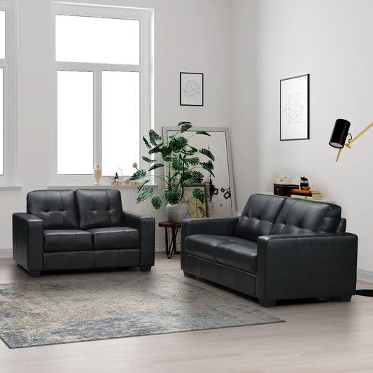 Rose Black Faux Leather 3+2 Sofa Set