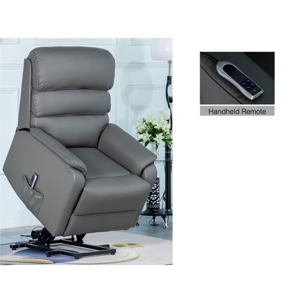 Savoy Grey Leather Lift and Tilt Chair Up