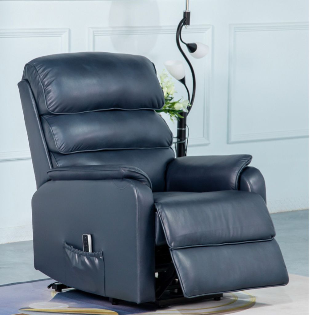 Savoy Navy Leather Lift and Tilt Chair