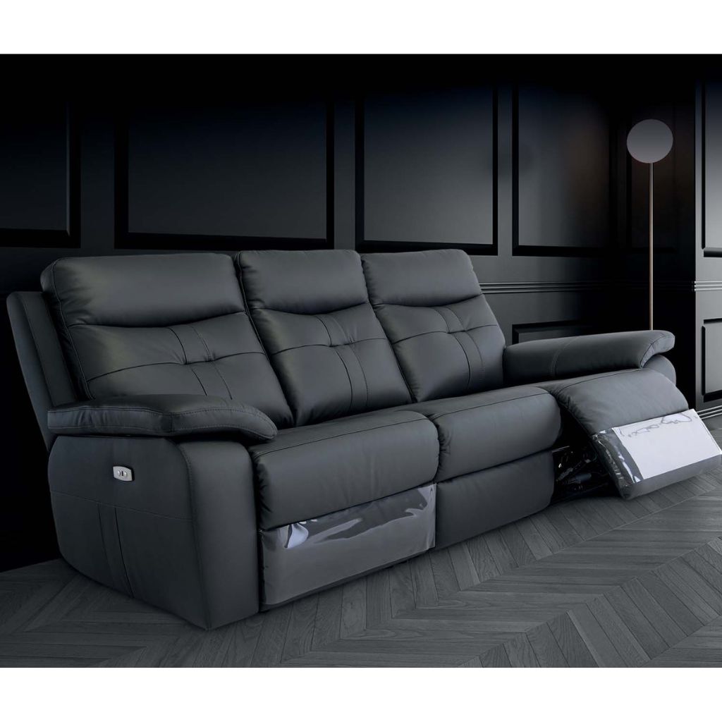 Solero Full Leather Charcoal Electric Reclining Sofa Range