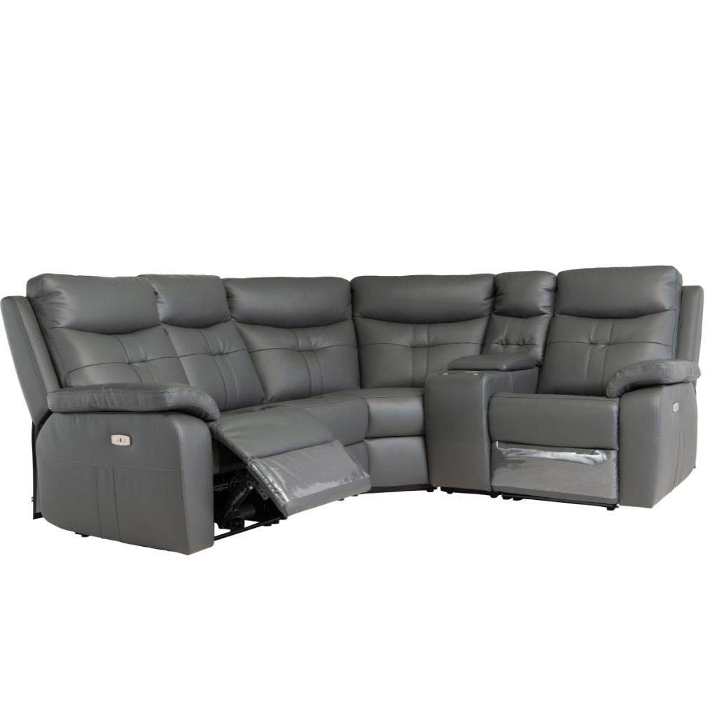 Solero Full Leather Charcoal Electric Reclining Sofa