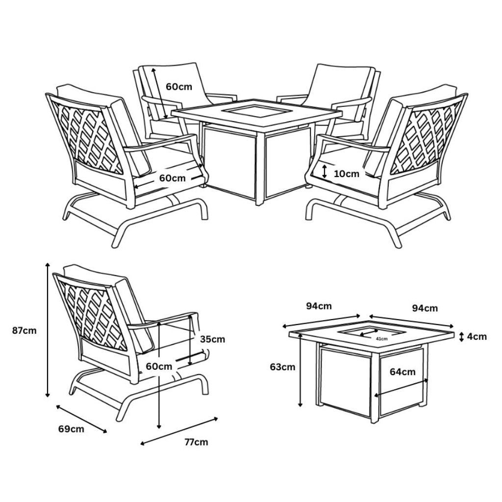 Stamford Outdoor Set Dimensions