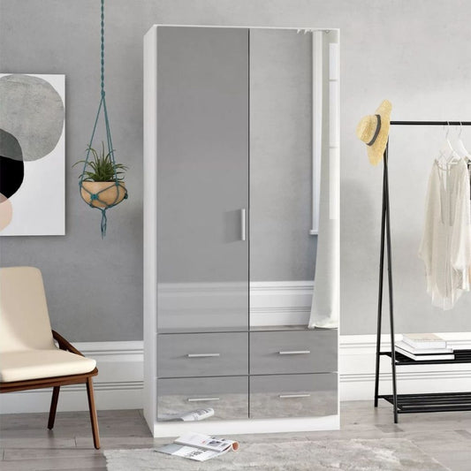 Stuttgart Silk Grey/ Alpine White 2 Door Wardrobe Front