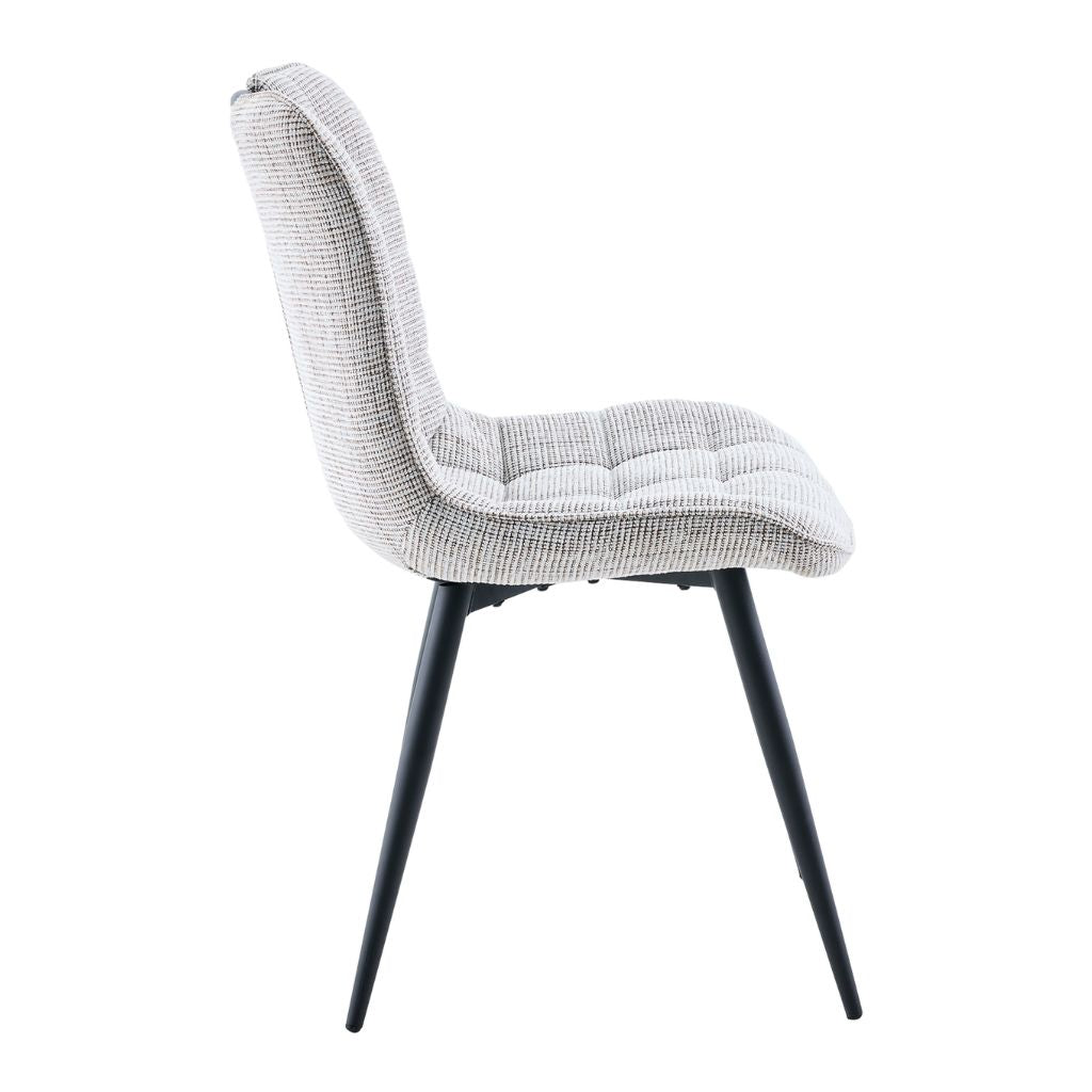 Chair with biscuit cushioned seat and backrest on a white background