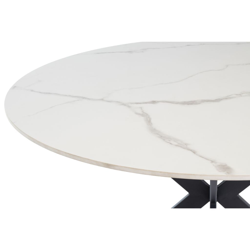 Taranto 1.2m Round White Dining Table Corner