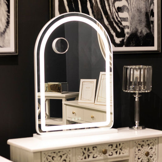 Hollywood Arch White Vanity Mirror by Tara Lane Room