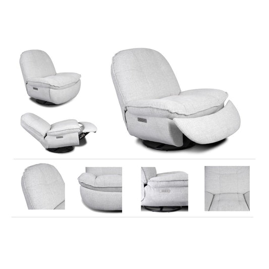 Torino Light Grey Electric Swivel TV Chair by Annaghmore