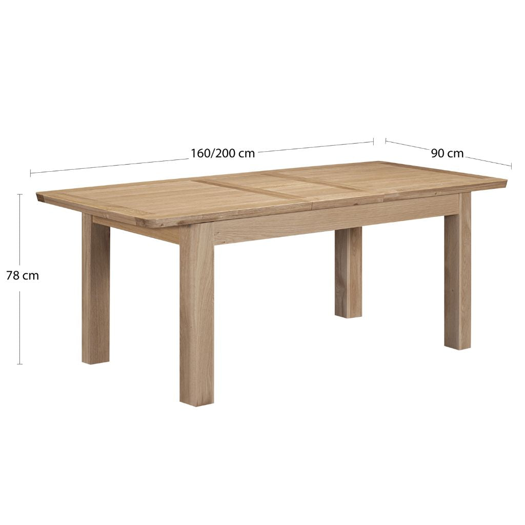 Exact dimensions of the Treviso 1,6 dining table.