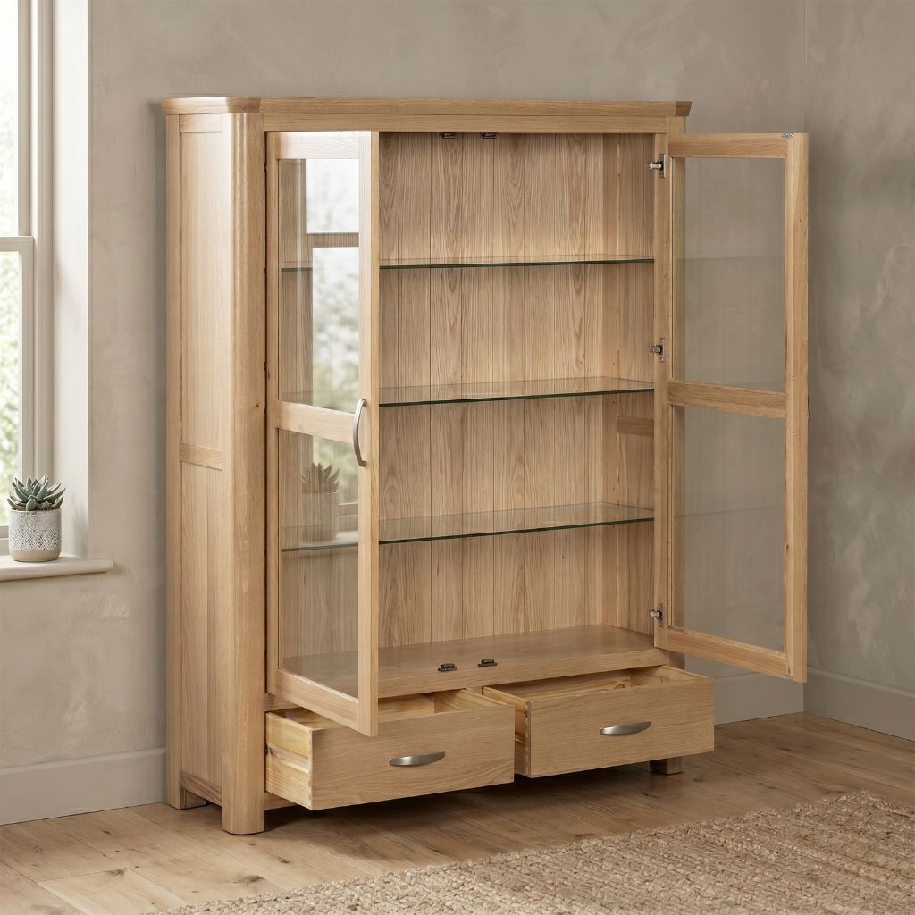 boosts large storage area to display pieces 