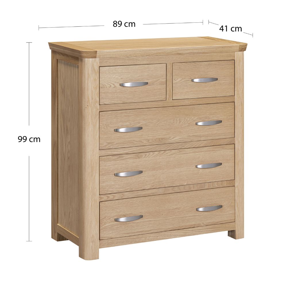Exact dimensions of the Treviso 2+3 Chest
W89 x D41 x H99cm