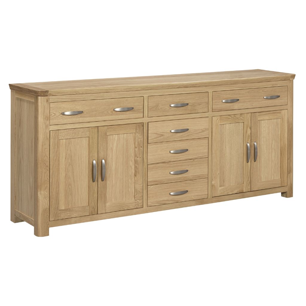 side view of the beautifully crafted sideboard featuring sleek curved edges.