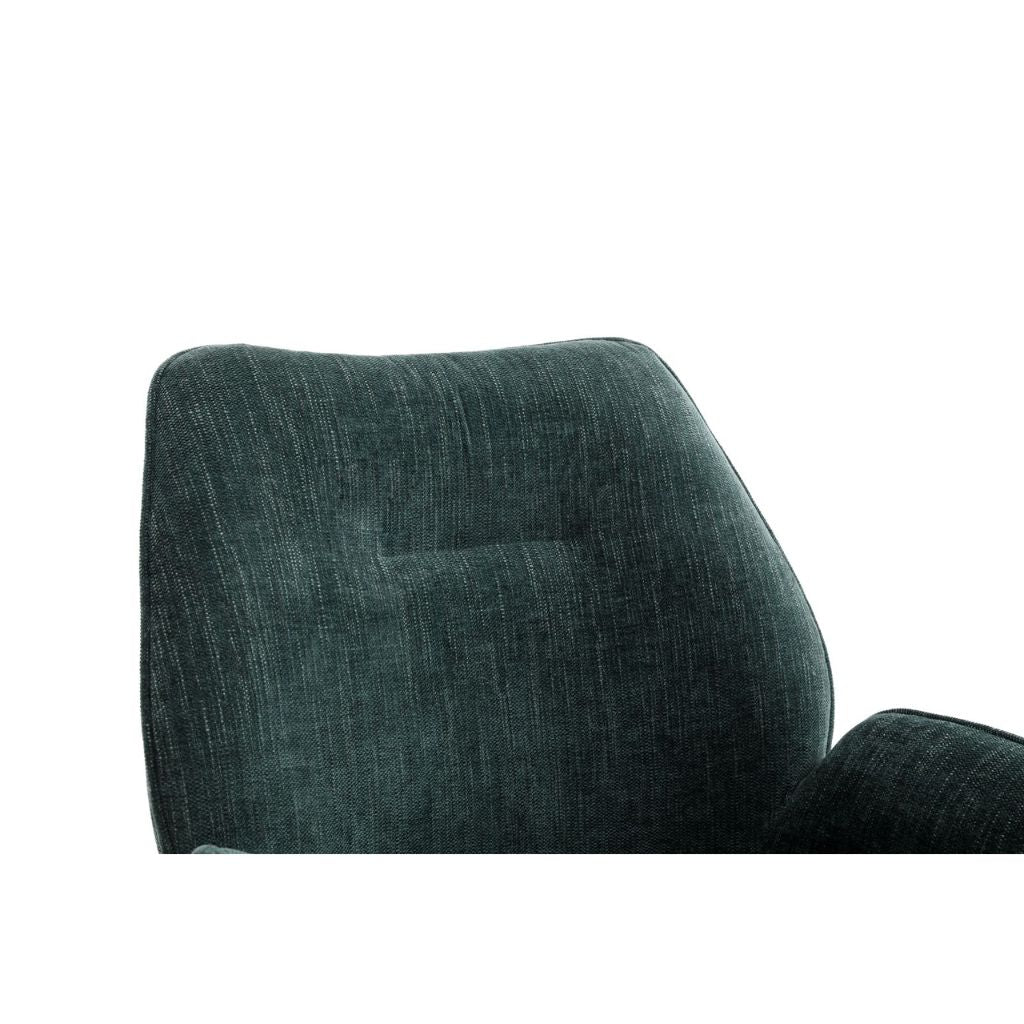 Dark green upholstered chair on a white background