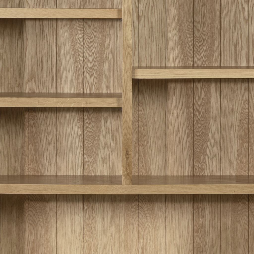 Close up of the beautifully crafted shelves on the treviso.