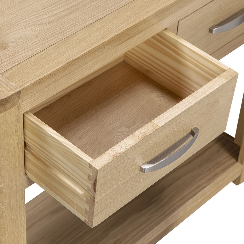 close up of the beautifully crafted drawers showcasing the dovetail joints 