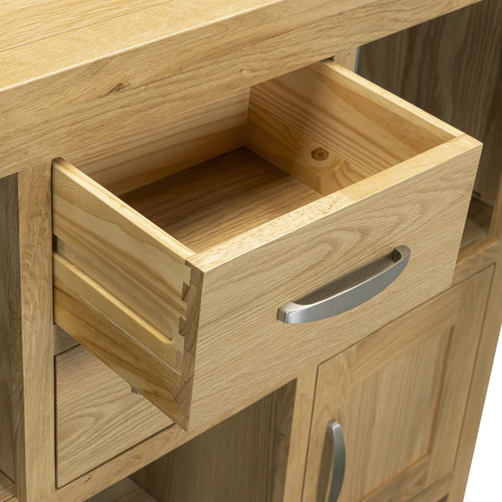 The drawers have gorgeous dovetailed joints showing off the craftmanship.