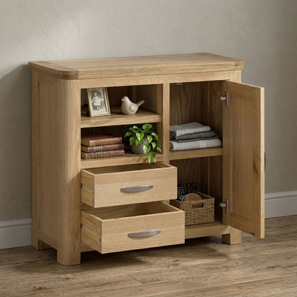 A beautiful media sideboard showcasing the generous storage it has to offer.