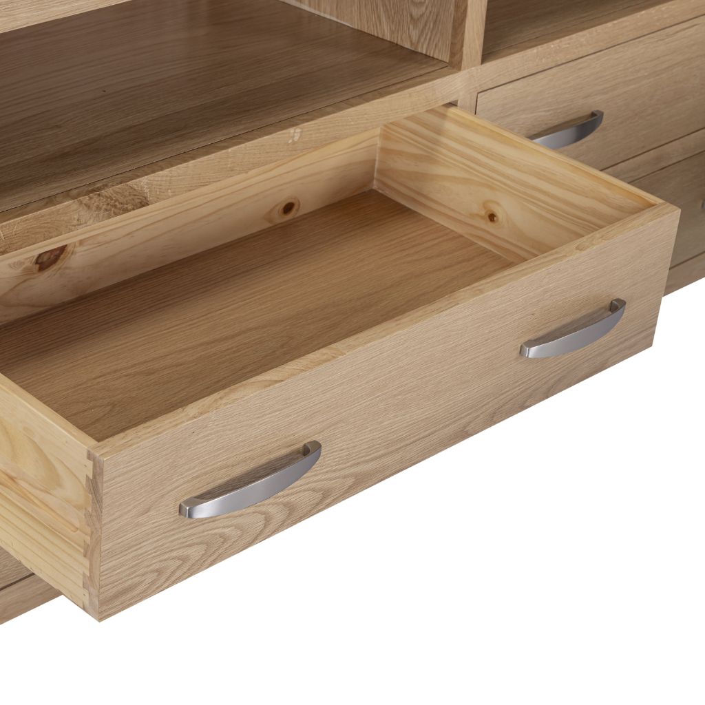 Close up of the stunning craftmanship behind the Treviso with dovetailed joints and modern silver handles
