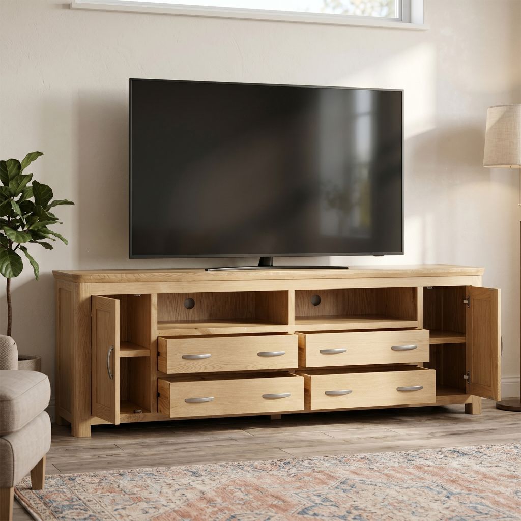 Media unit with generous storage.