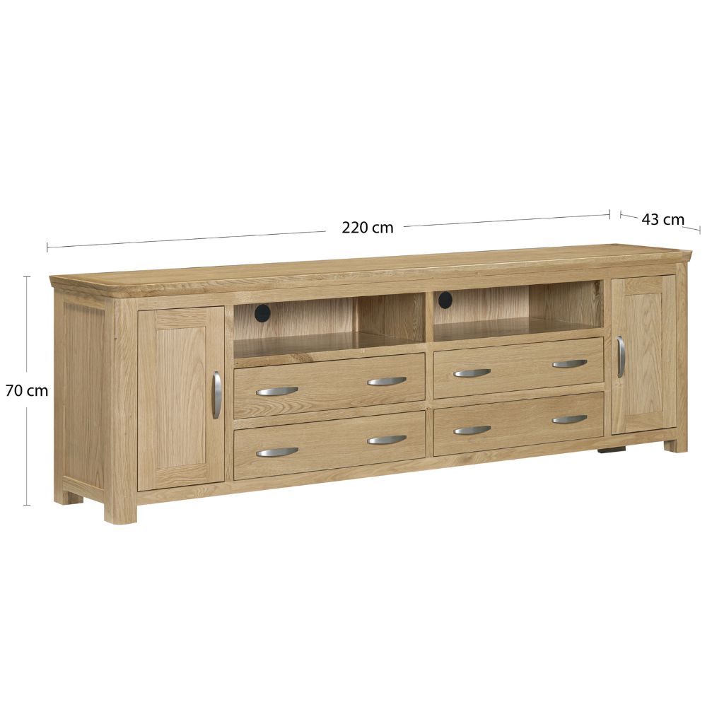 Dimensions of the Base media unit
W220 x D43 x H70cm