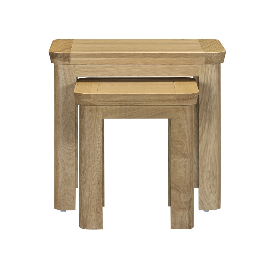 Nest of tables with a natural grain finish
