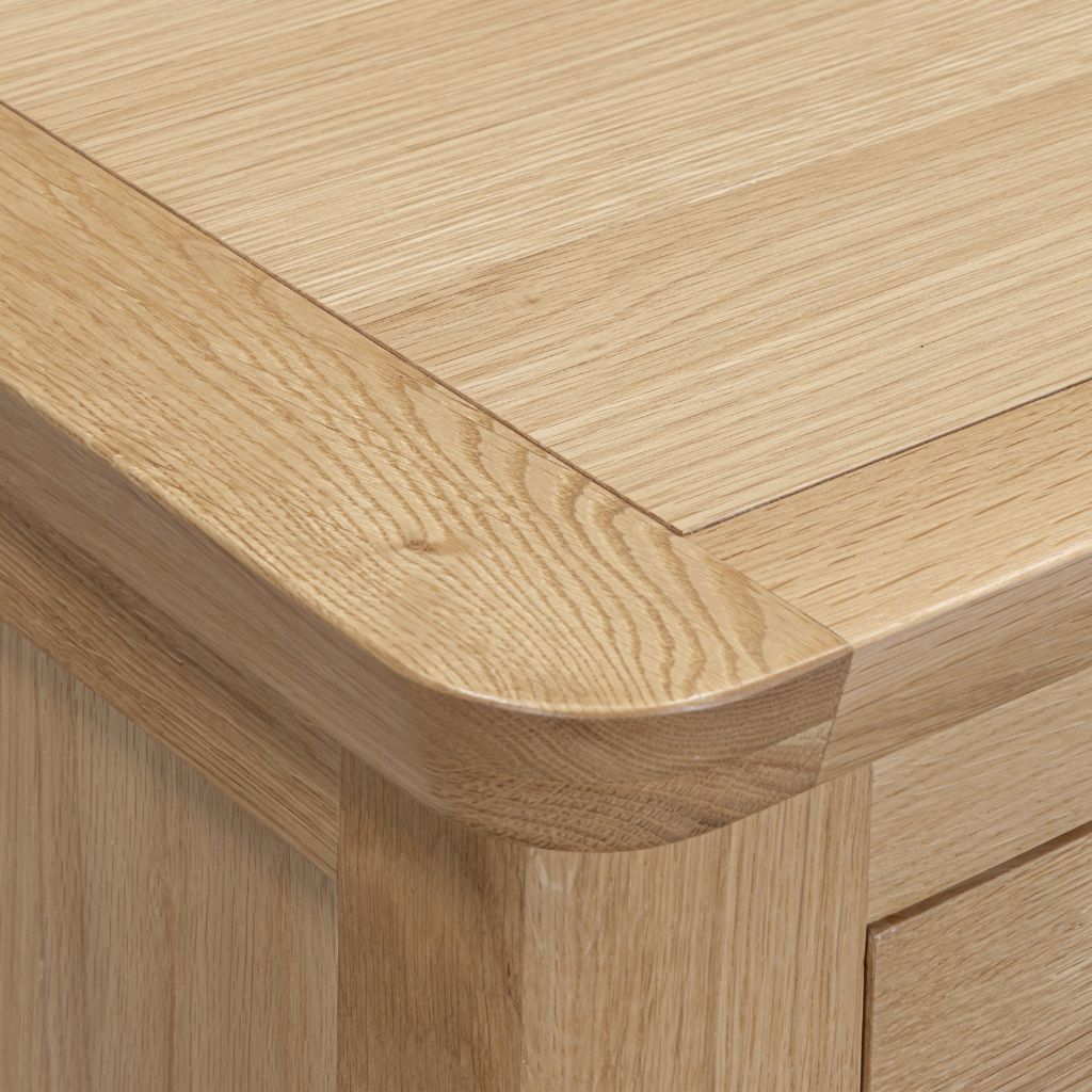 Close up showing the beautiful natural finish and modern curved edges