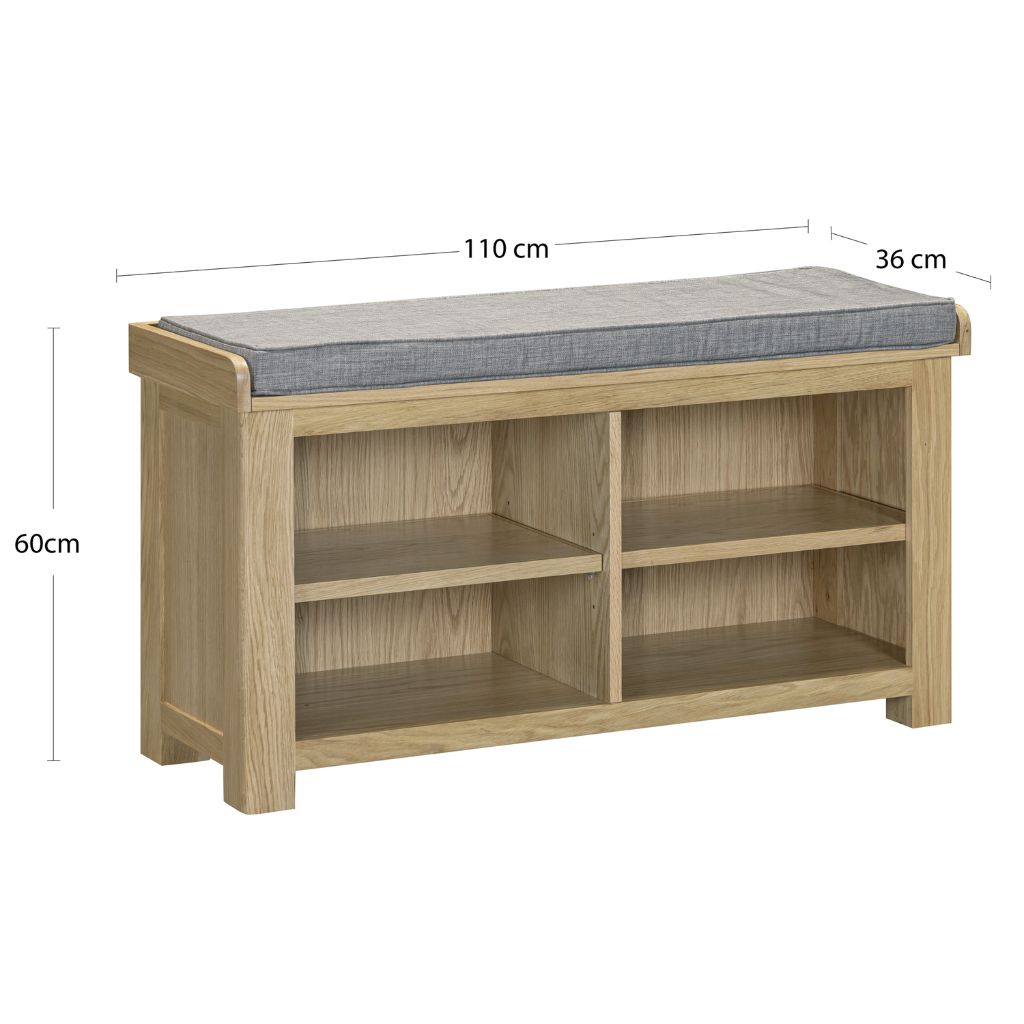 Dimensions of the Treviso Shoe Bench
W110 x D36 x H60cm