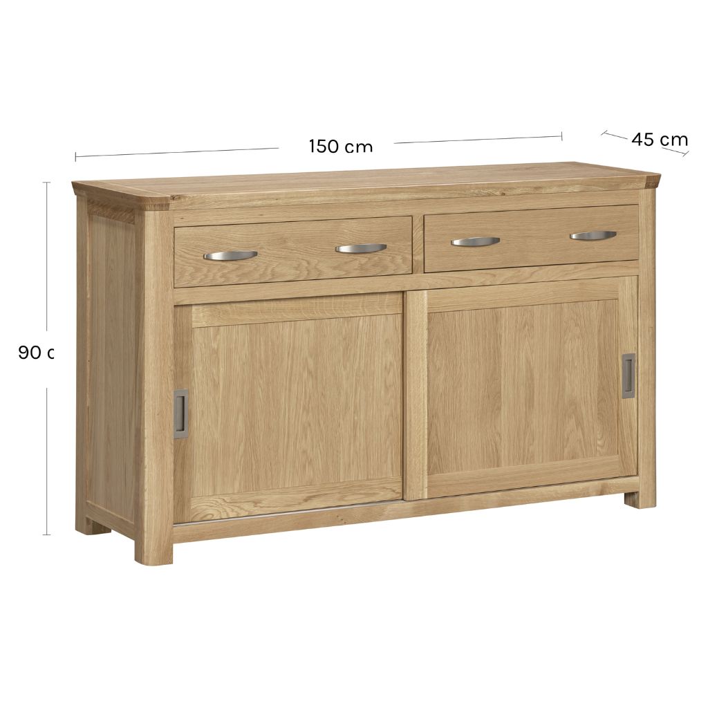 Exact dimensions of the stunning Treviso sliding door sideboard 
W150 x D45 x H90cm